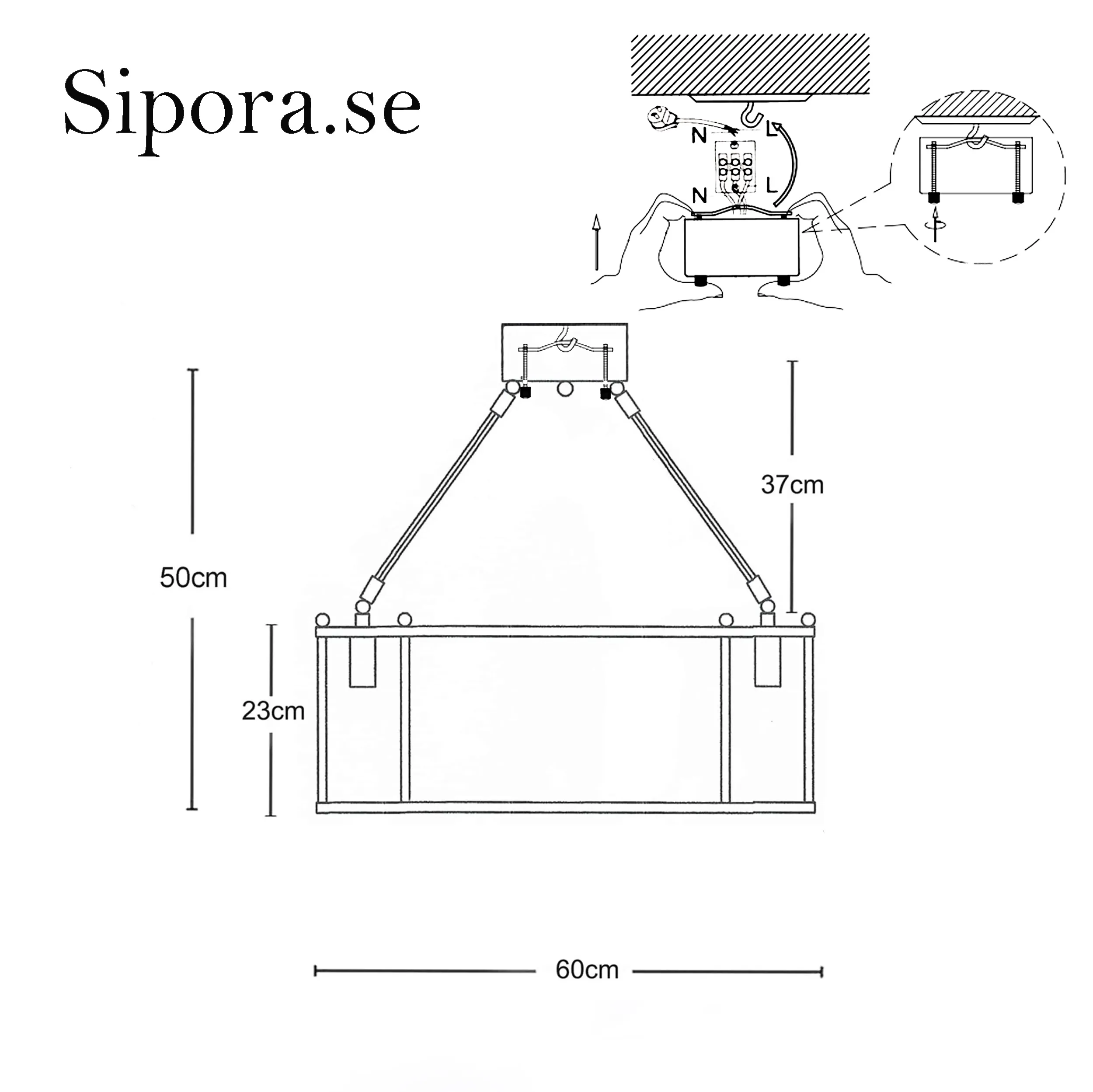 Donna Taklampa krom technical drawing